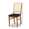 Baxton Studio Idris Mid-Century Black Fabric Upholstered and Oak brown Finished 2-Piece Rattan Dining Chair Set PR 199-2PC-12163-ZORO
